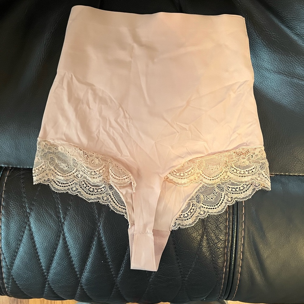 Lace Trim High-Waisted Shapewear in Beige